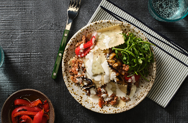 Reimagined Moussaka Spinach and Fetta Ravioli Recipe